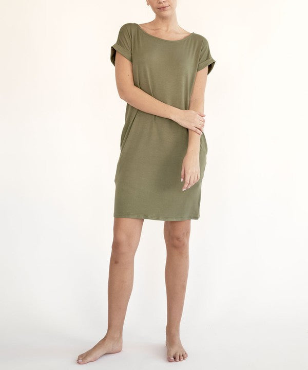 Bamboo Crop Dress With Pockets
