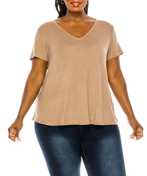 Bamboo V-Neck Top Plus Size