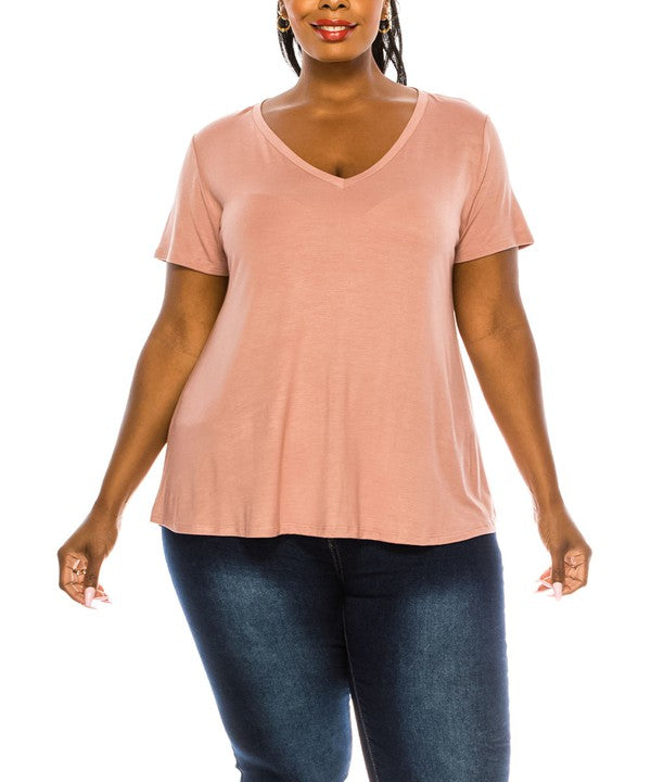 Bamboo V-Neck Top Plus Size