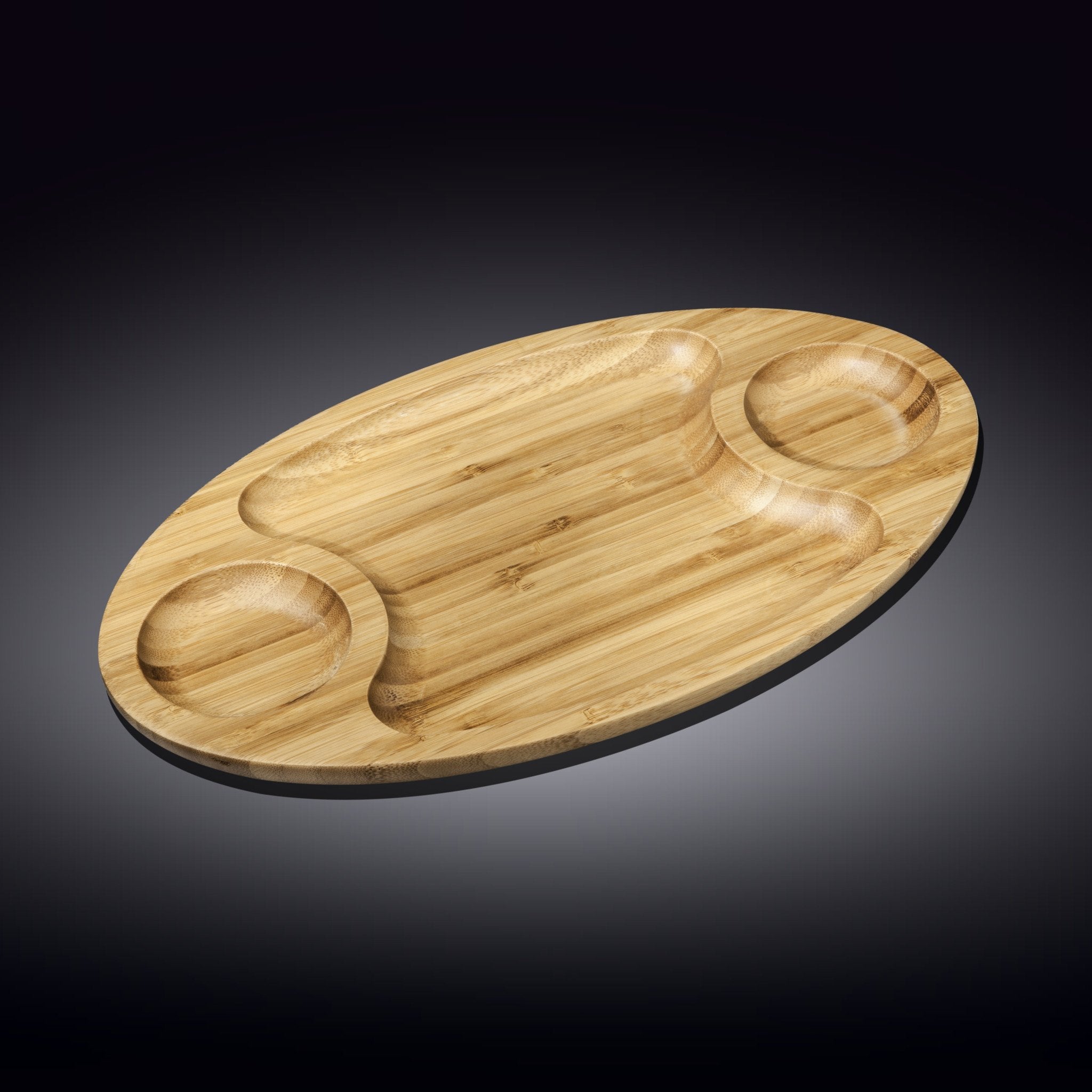 Natural Bamboo 3 Section Platter 16" X 9"