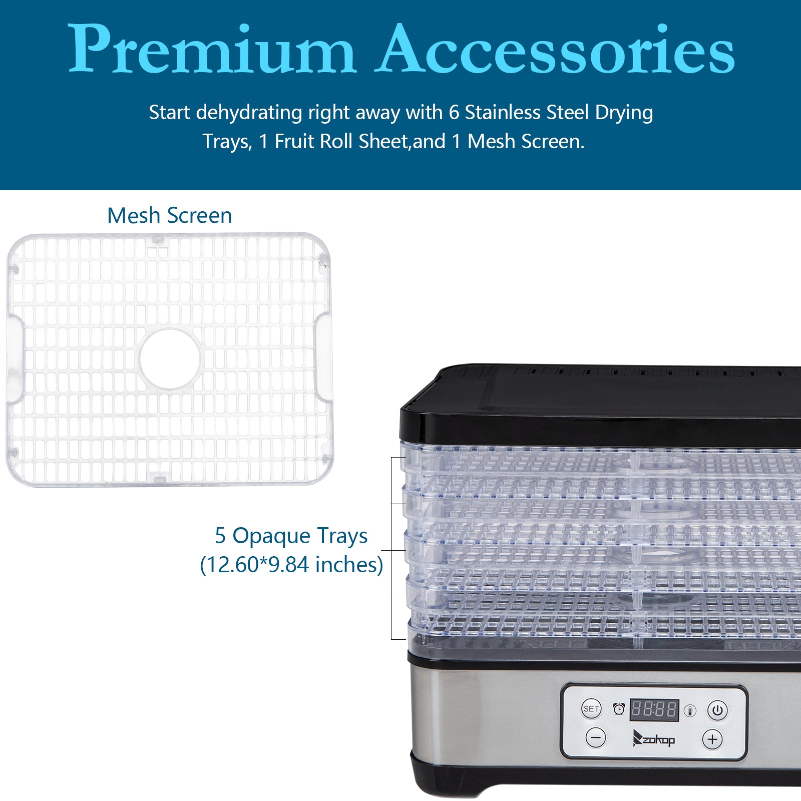 Large Capacity Fruit Dehydrator with Movable Trays
