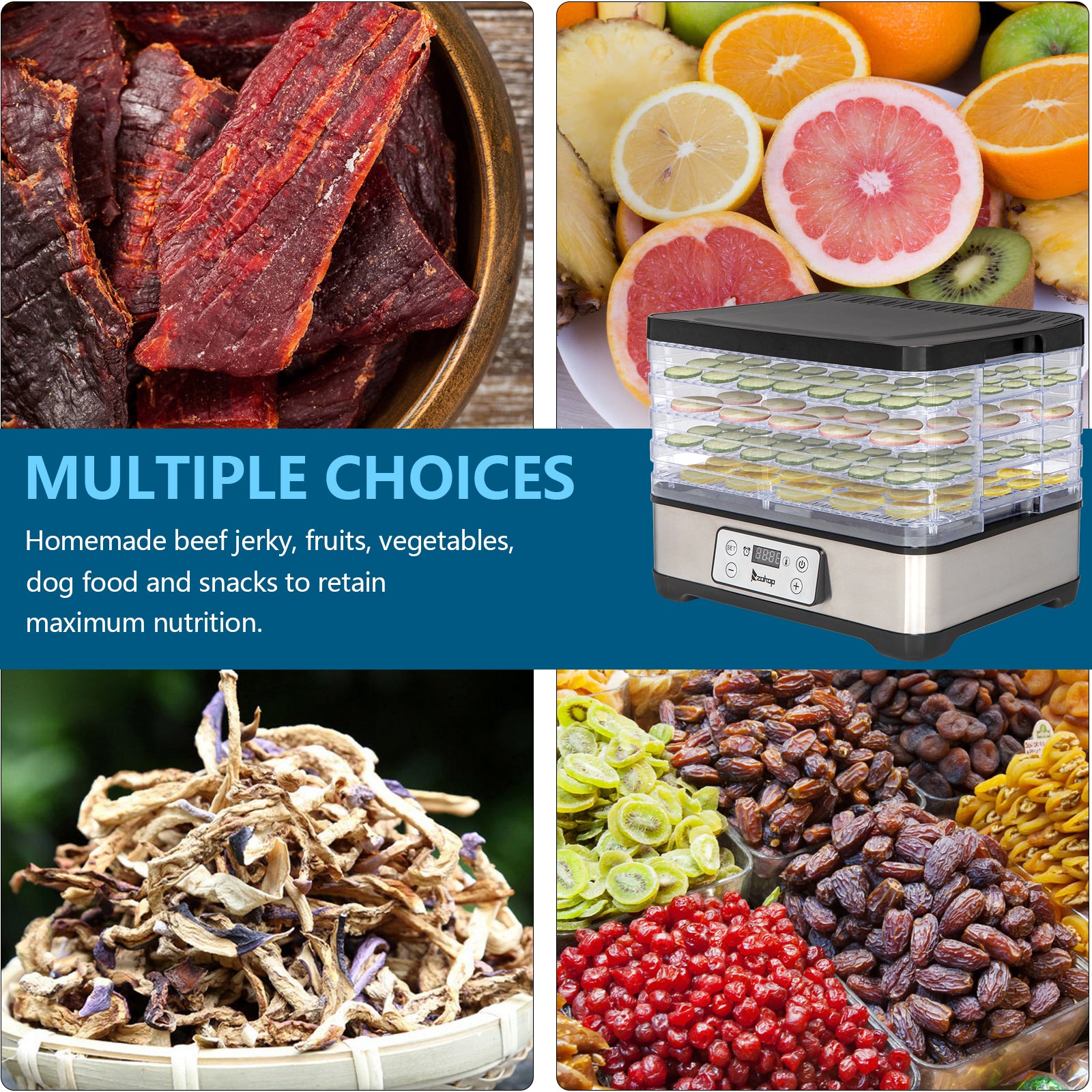 Large Capacity Fruit Dehydrator with Movable Trays