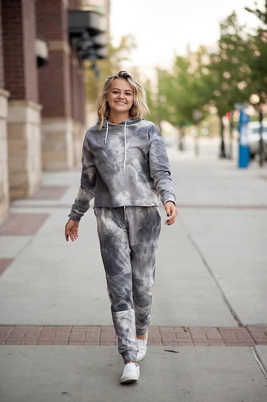 Kesley Tie Dye Hoodie in Grey - Vegan Indulgence