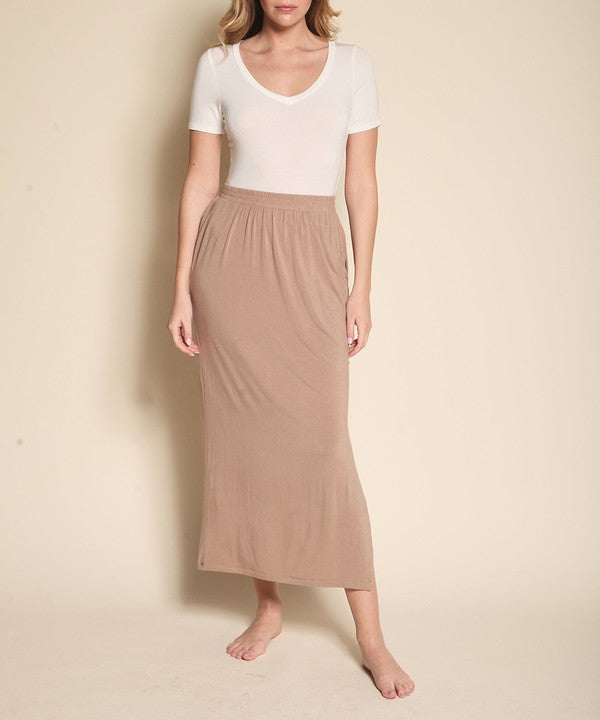 BAMBOO CASUAL LONG SKIRT WITH POCKETS
