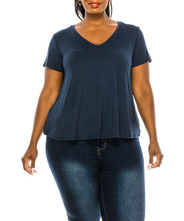 Bamboo V-Neck Top Plus Size