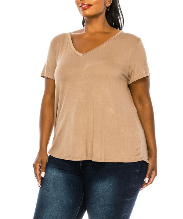 Bamboo V-Neck Top Plus Size