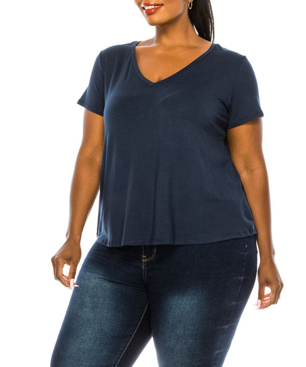 Bamboo V-Neck Top Plus Size