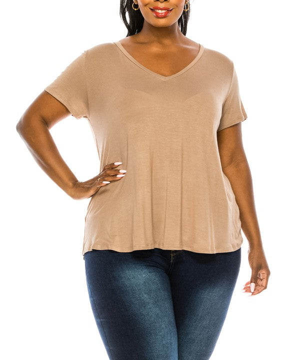 Bamboo V-Neck Top Plus Size