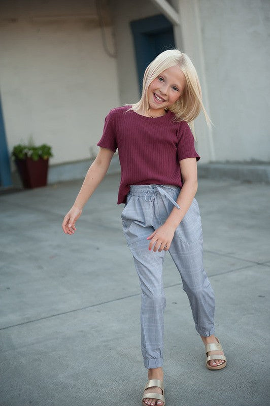 UPTOWN Lightweight Joggers in Grey Plaid - Vegan Indulgence