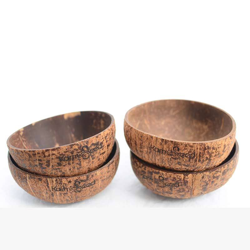 Handmade Coconut Bowls (Set of 4) - Vegan Indulgence