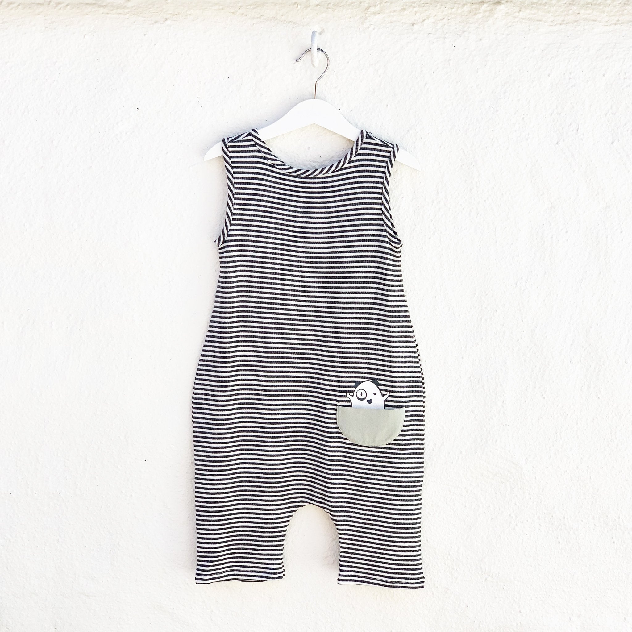 Tank Romper - Black + White Stripes - Vegan Indulgence