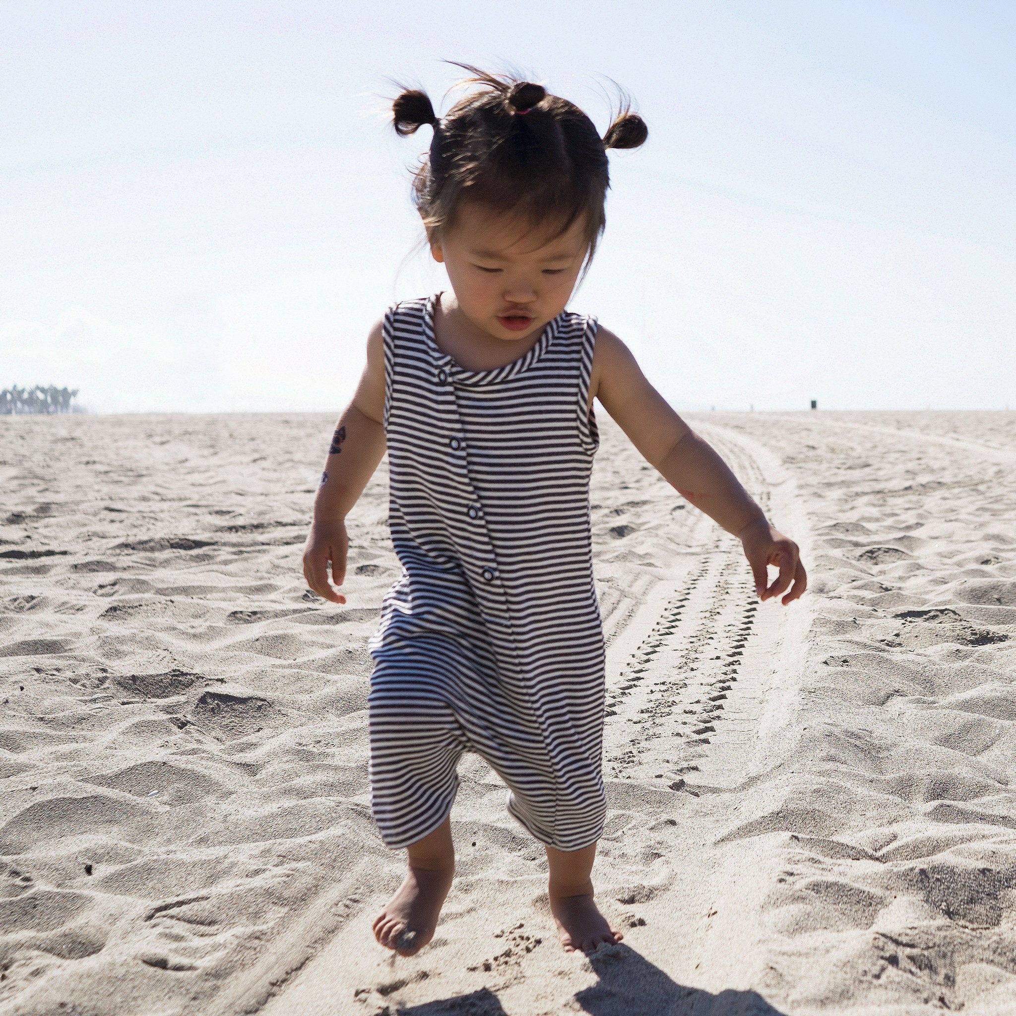 Tank Romper - Black + White Stripes - Vegan Indulgence